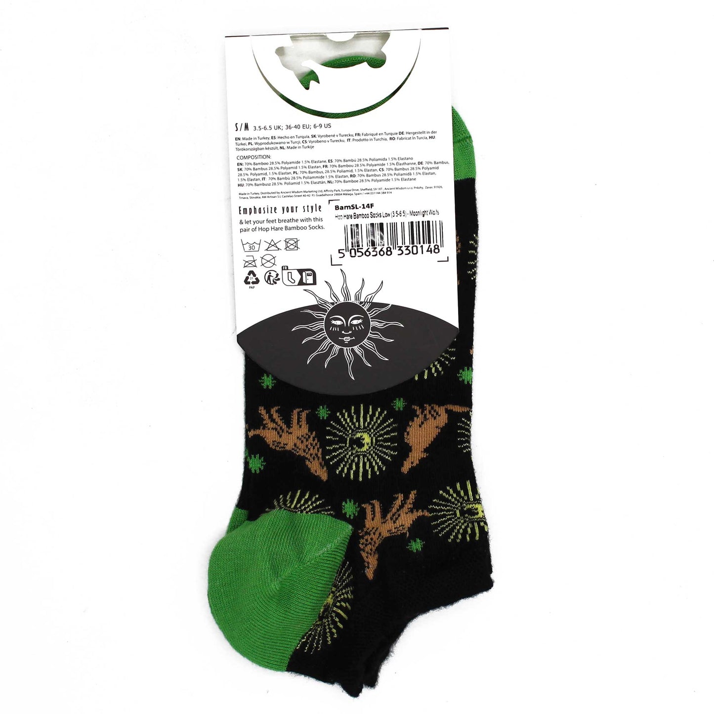 S/M Hop Hare Bamboo Socks Low (3.5-6.5) - Moonlight Wolfs