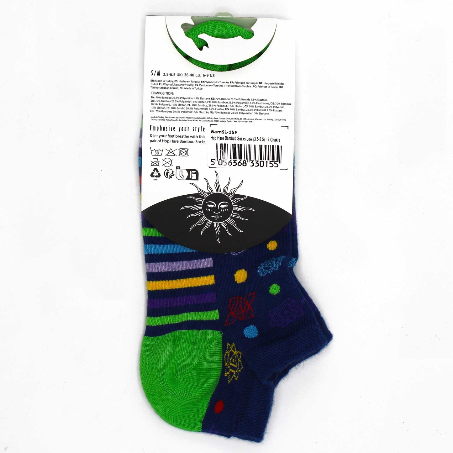 S/M Hop Hare Bamboo Socks Low (3.5-6.5) - 7 Chakra