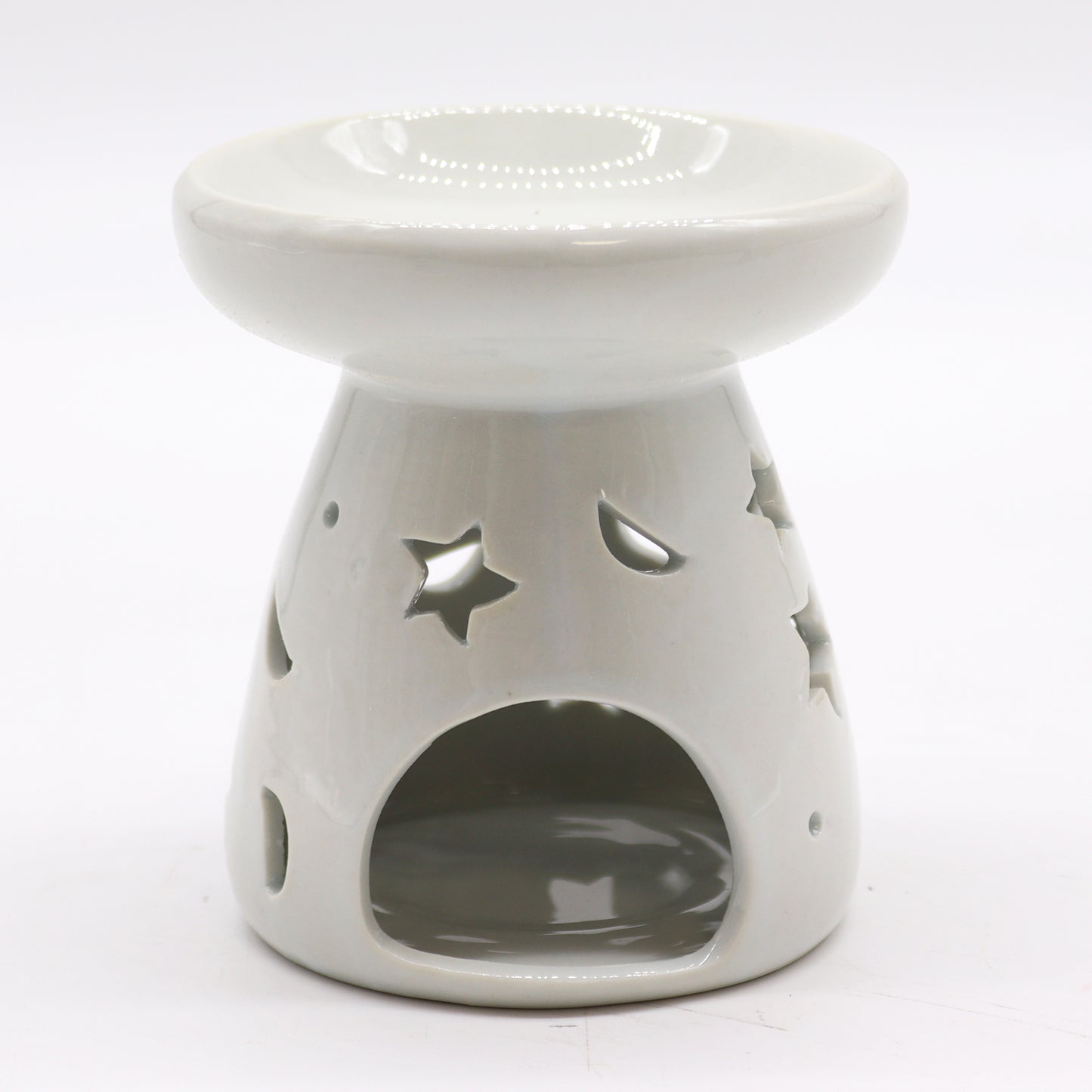 Lrg Classic White Oil Burner - Moon & Star