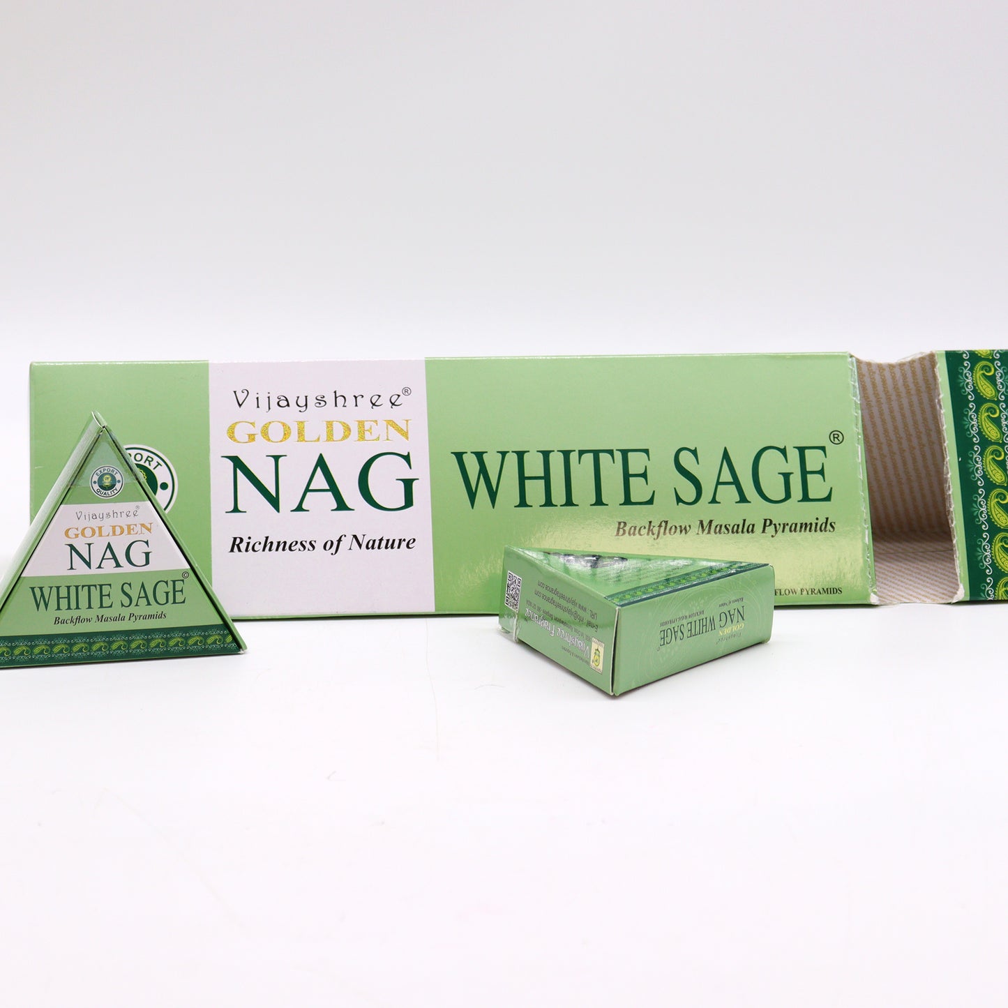 42g Jumbo Golden Nag - White Sage Backflow Incense Cones