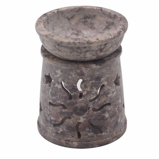 Small Soapstone Oil Burner 8cm - Sun & Stars