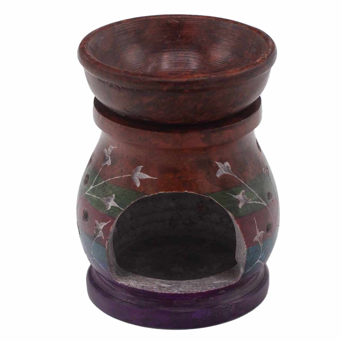 Soapstone Oil Burner 10cm - Hamsa - Five Colours