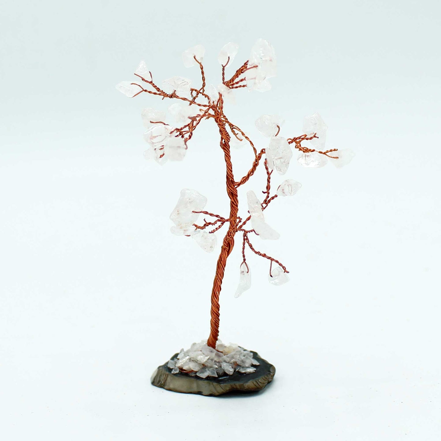 Gemstone Tree - Rock Quartz on Black Agate Base (35 stones)