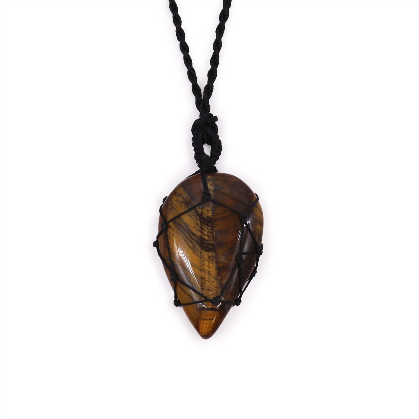 Laced Gemstone Teardrop Pendant - Tigereye