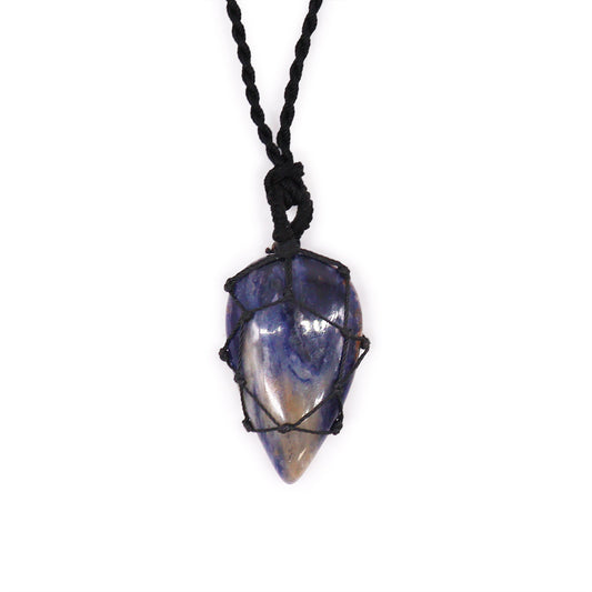 Laced Gemstone Teardrop Pendant - Sodalite