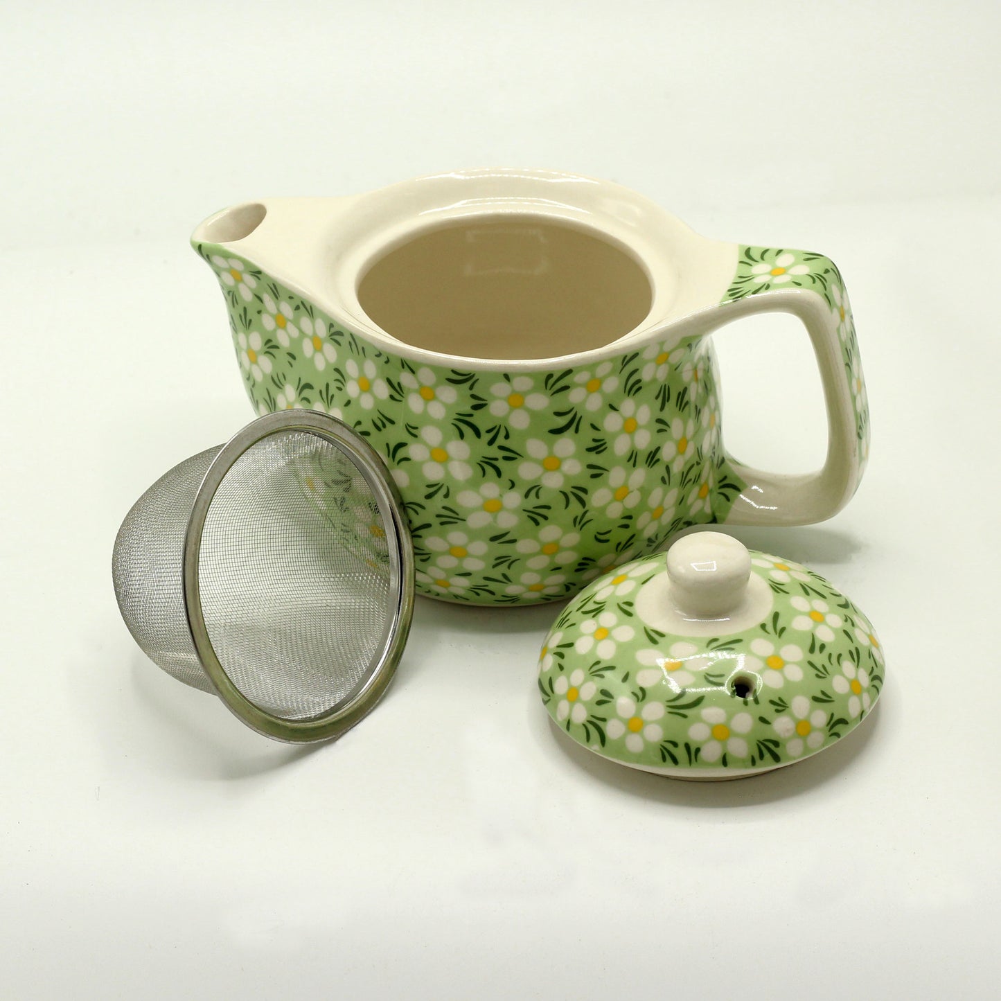 Small Herbal Teapot - Green Daisey