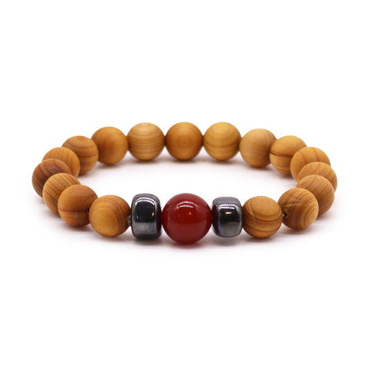 Cedarwood Root Chakra Bangle with Red Jasper