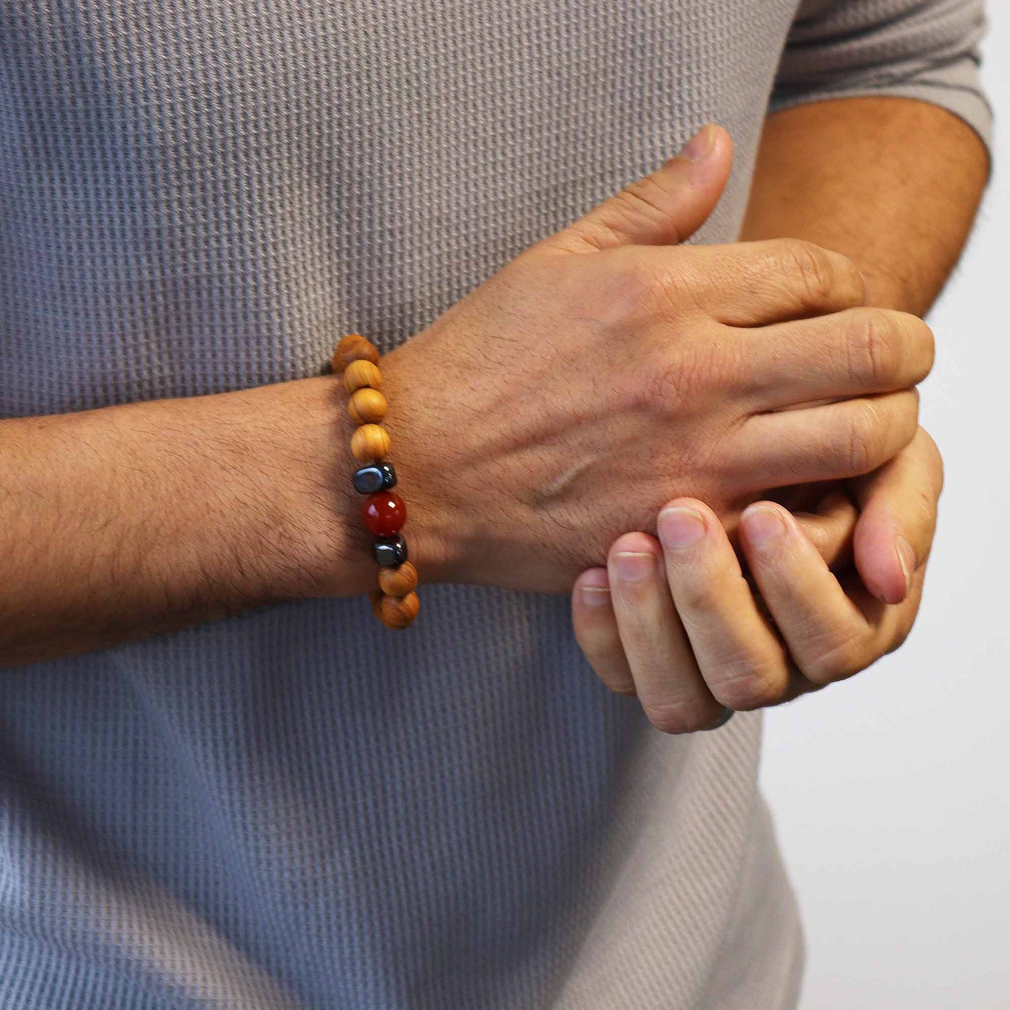 Cedarwood Root Chakra Bangle with Red Jasper