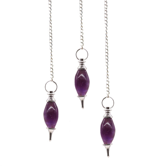 Lingam Shaped Gemstone Pendulum - Amethyst