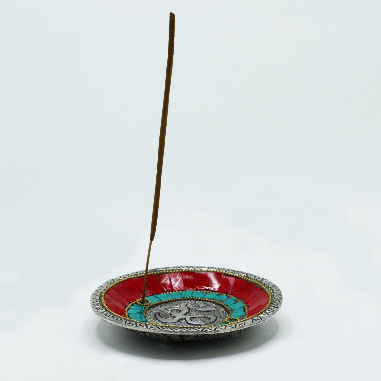 Om Plate Tibetan Decor Cone & Stick Holder