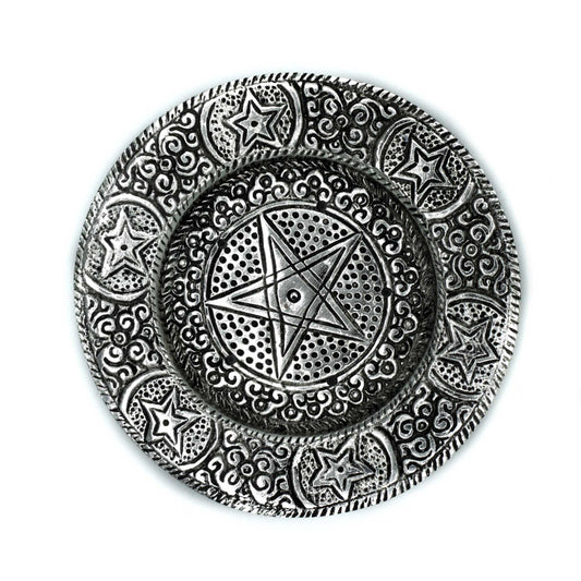 Polished Aluminium Pentagram Incense Holder 11.5cm