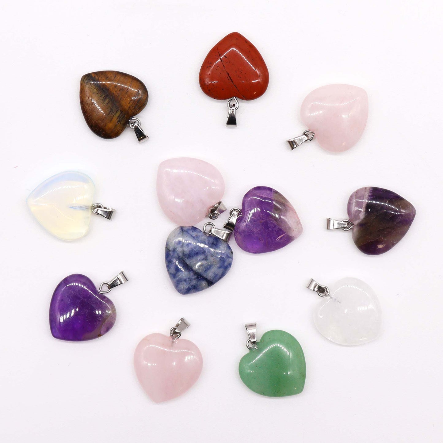 Gemstone Heart Pendants (12 assorted) 20x6mm