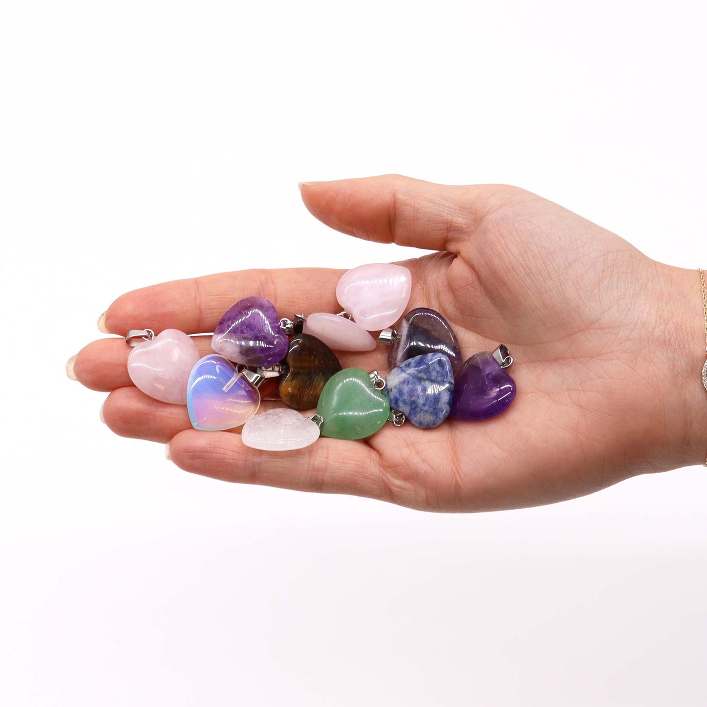 Gemstone Heart Pendants (12 assorted) 20x6mm