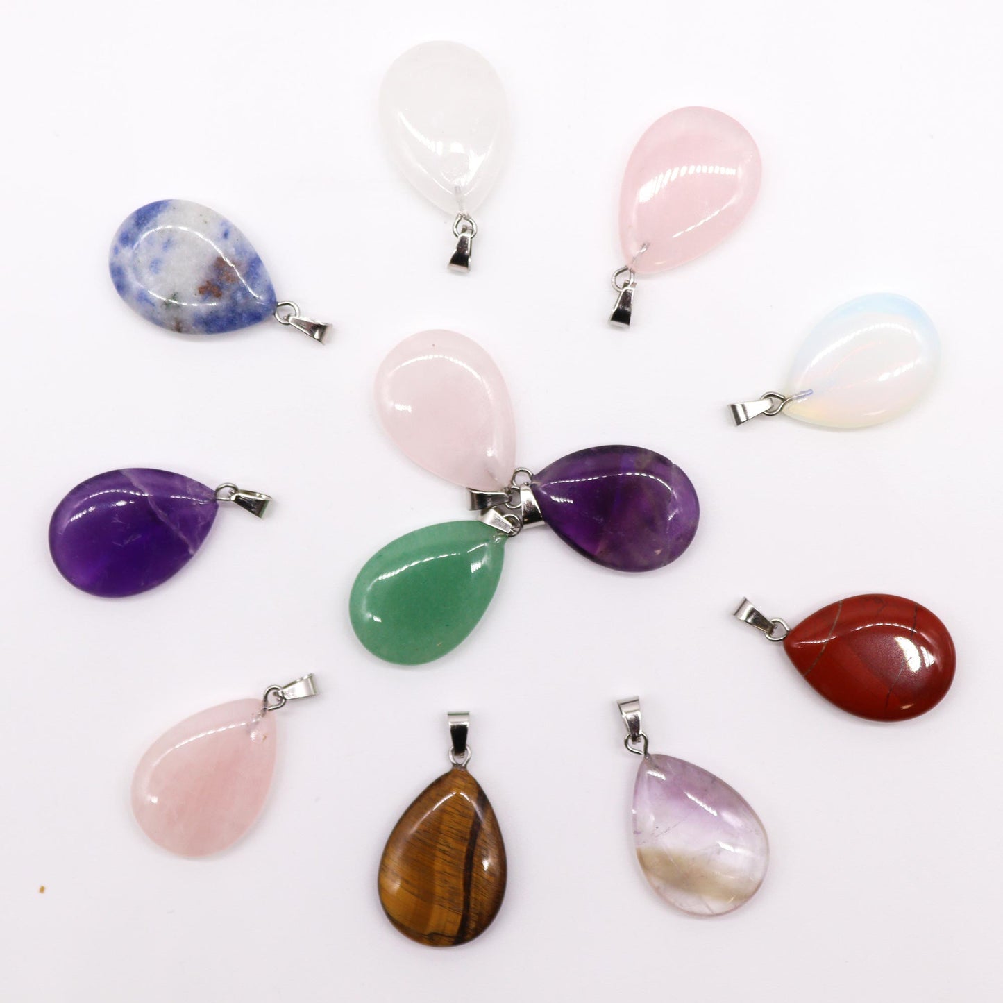 Gemstone Teardrops Pendants (12 assorted) 25x18mm