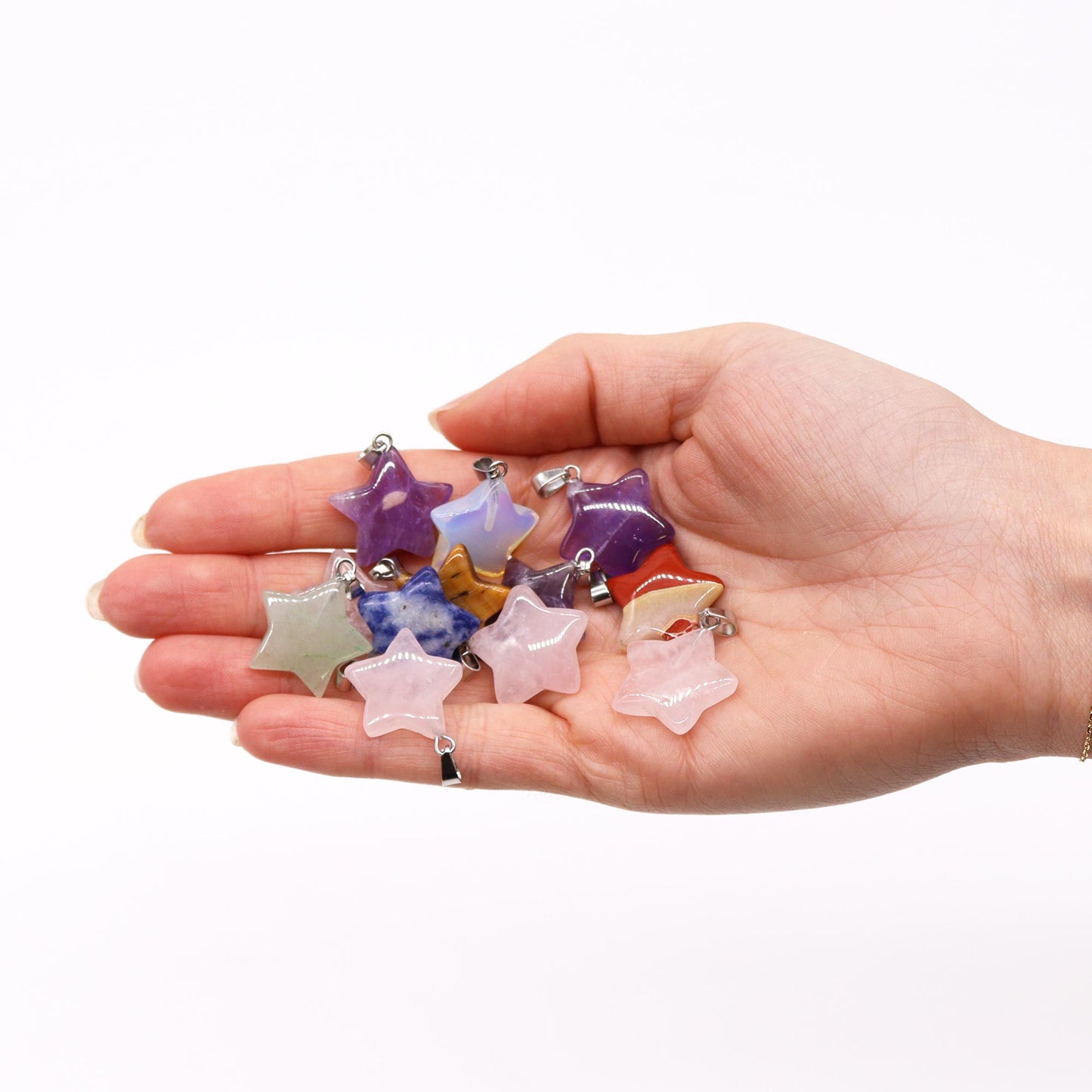 Gemstone Stars Pendants (12 assorted) 20x6mm