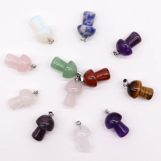 Gemstone Mushrooms Pendants (12 assorted) 20x15mm