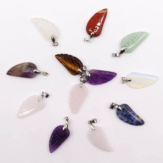 Gemstone Angel Wings Pendants (12 assorted) 28x15mm