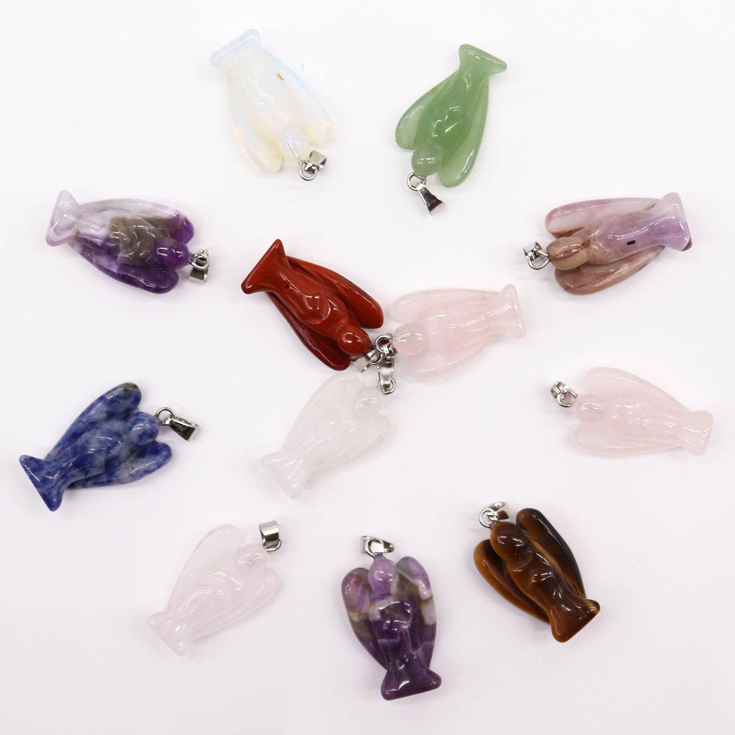 Gemstone Mini Angels Pendants (12 assorted) 26x18mm