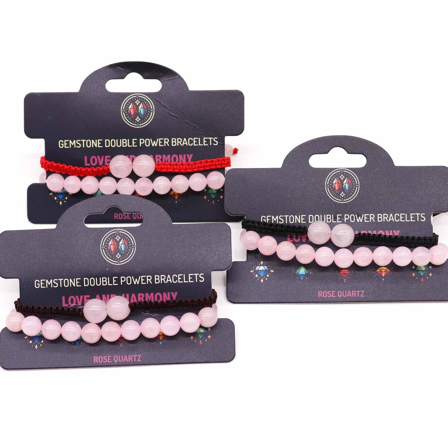 Gemstone Double Power Bracelets- Rose Quartz