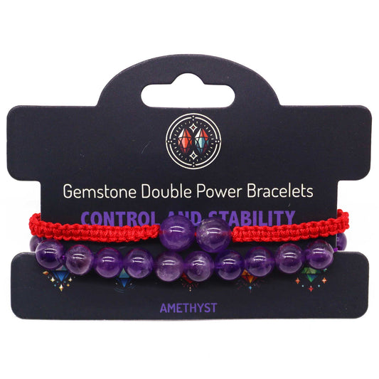 Gemstone Double Power Bracelets- Amethyst