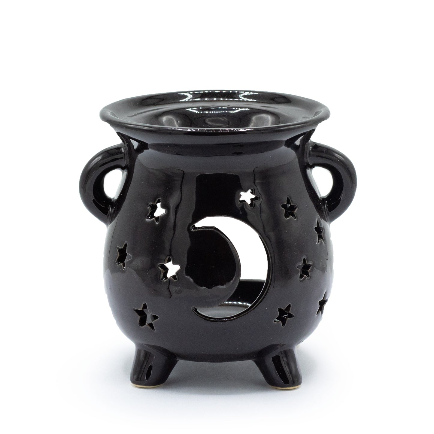 Cauldron Oil Burner - Moon & Stars - Black