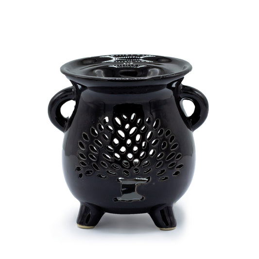 Cauldron Oil Burner - Tree of Life - Black