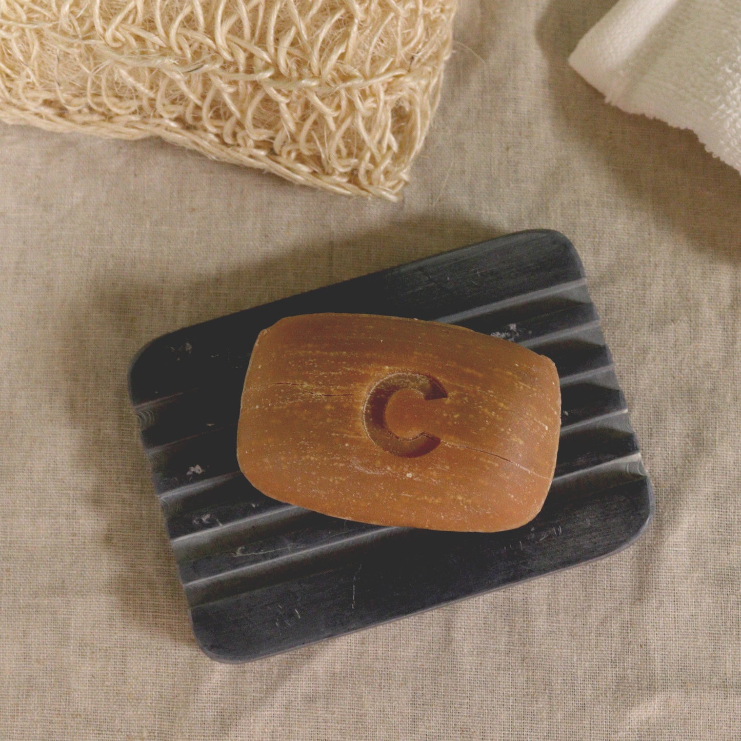 Grey Soapstone Soap Dish 12x8.5cm - Heavey Ridges