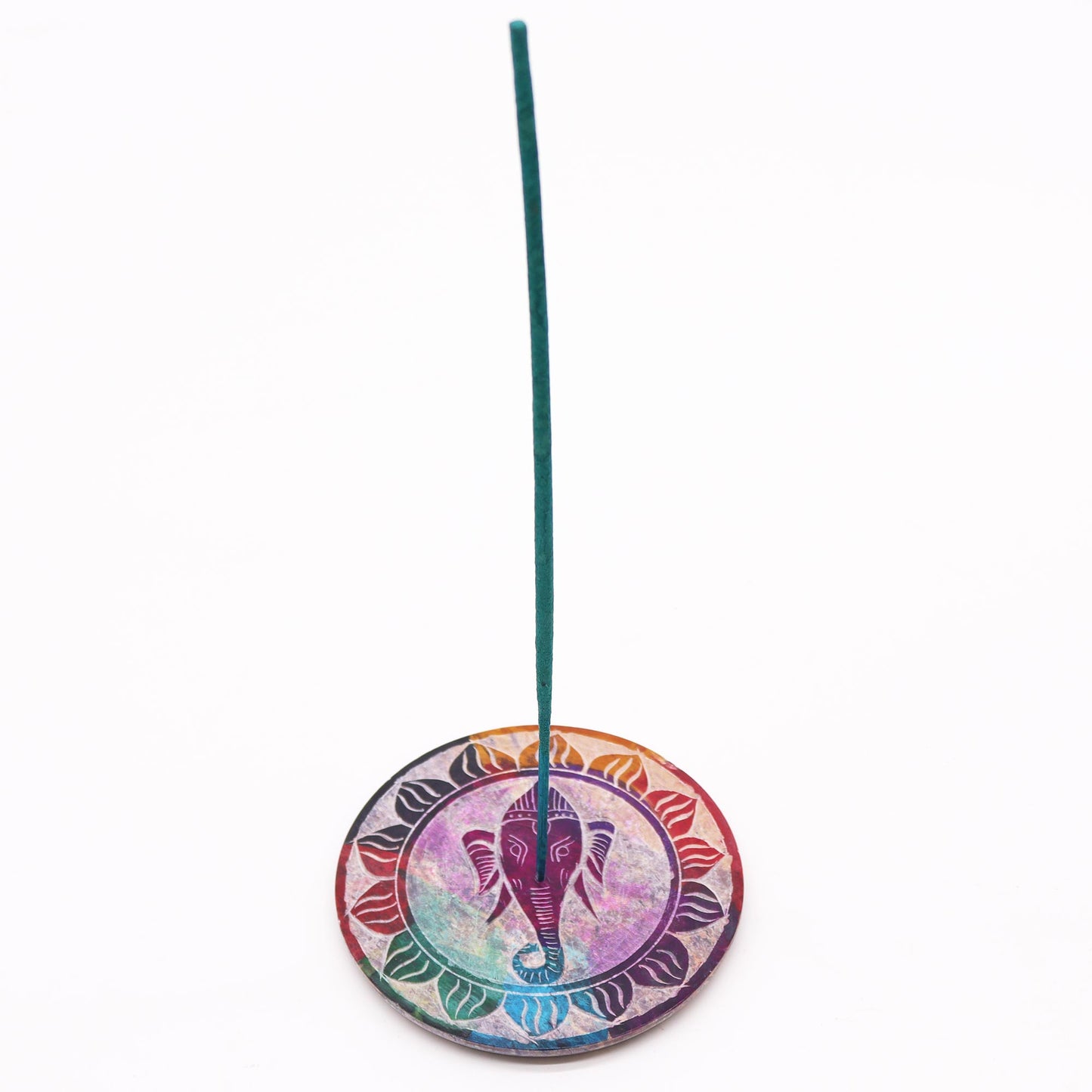 Soapstone Disc Incense Holder - Ganesha