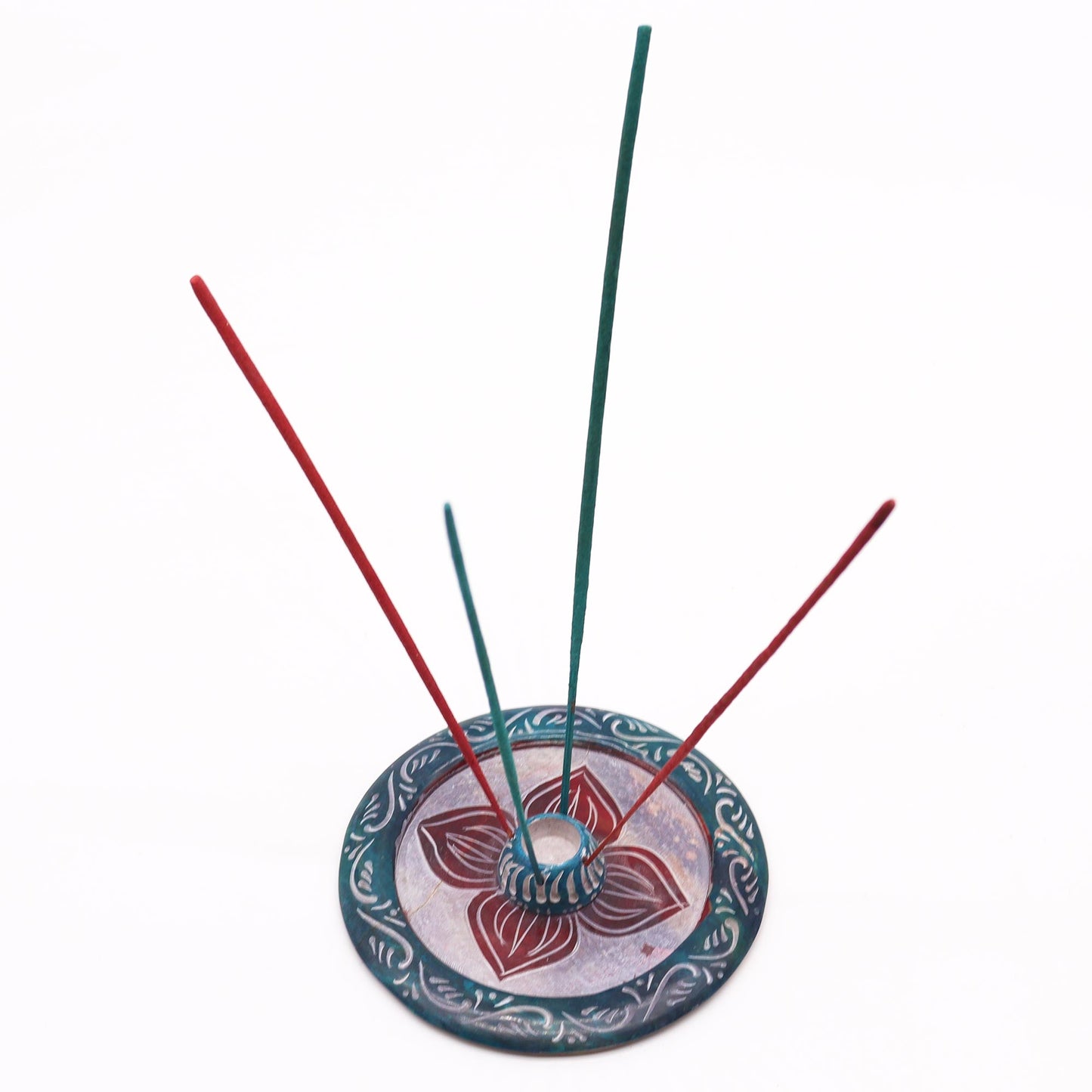 Soapstone Disc Incense Holder - Four Petal (cone & incense holder)